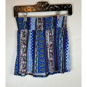 Eye Candy Smocked Waist Shorts Size Medium Blue Paisley Boho Festival Flowy